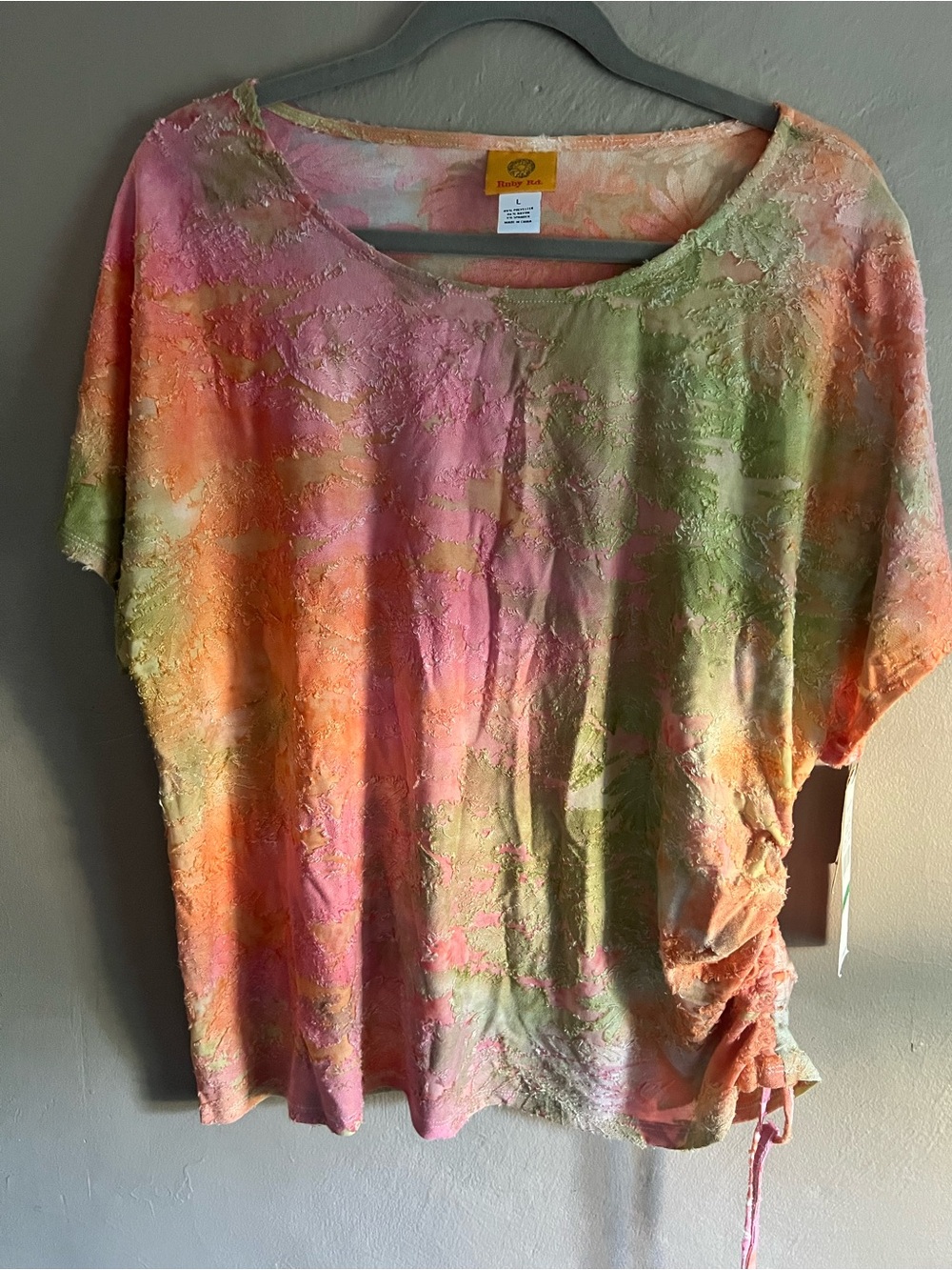 Ruby Rd. Pastel Tie-Dye Textured Short Sleeve Tunic